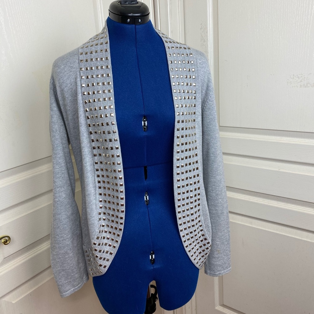 Belldini Lt. Gray Cardigan w/silver studded collar